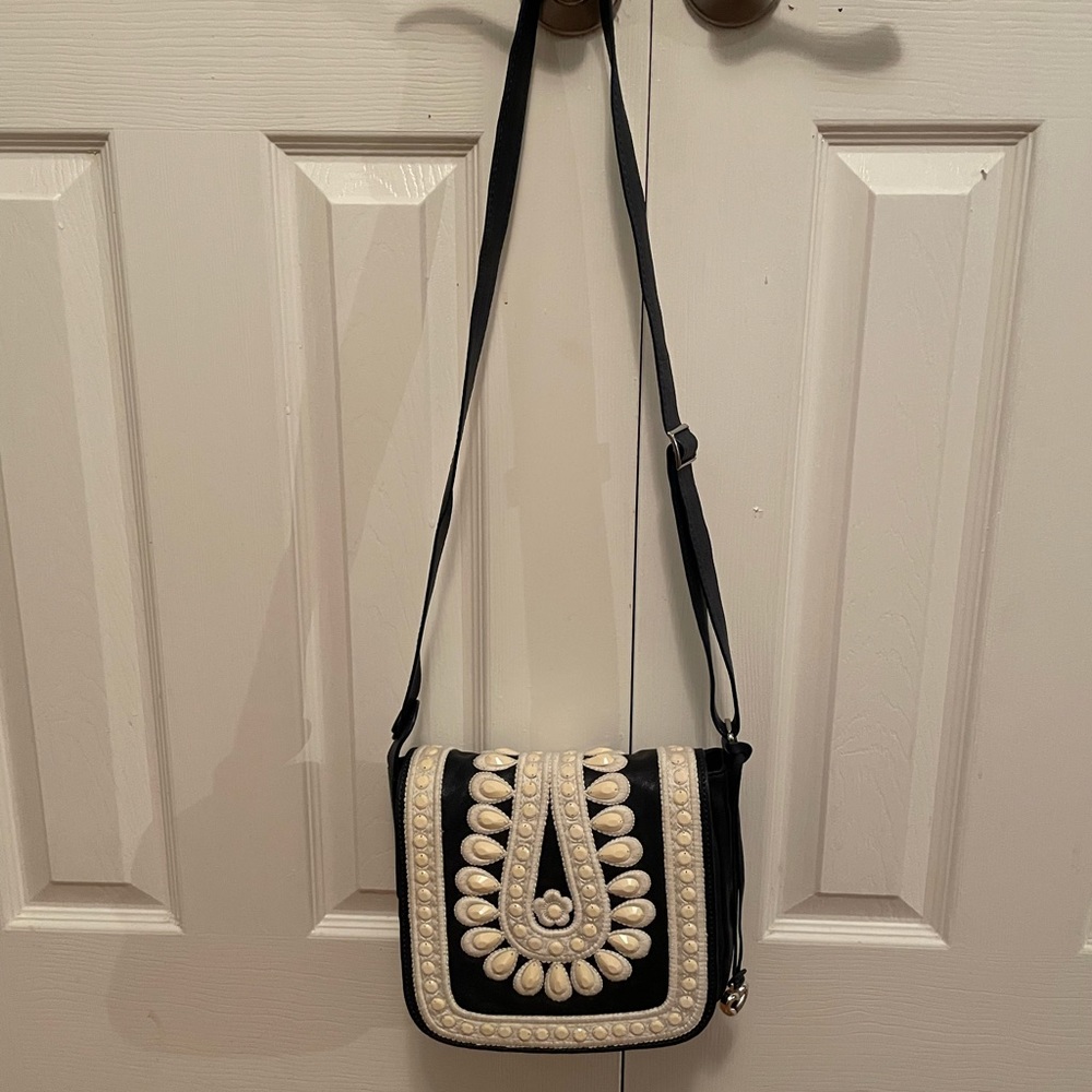 Brighton vintage blue and cream crossbody